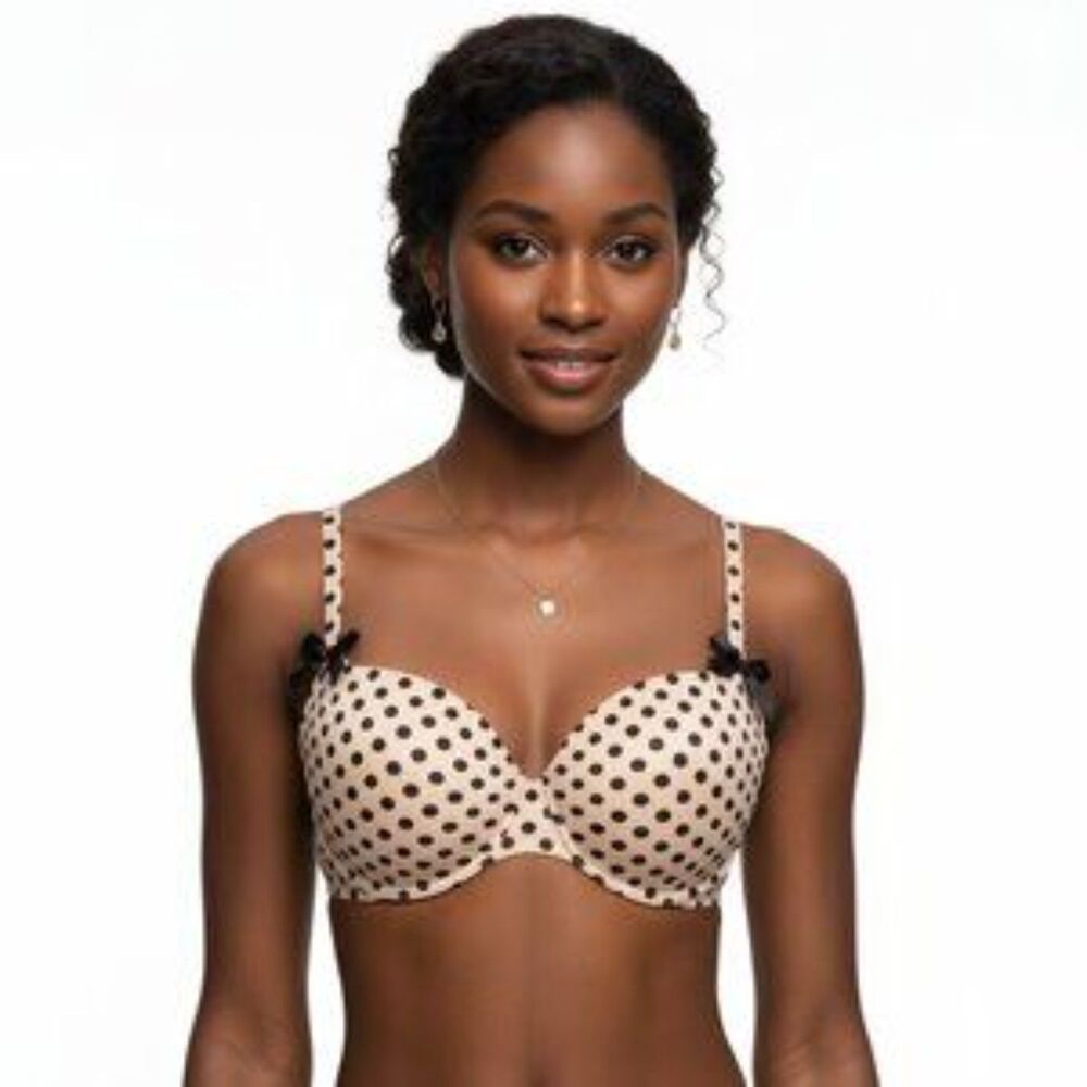 Wacoal B. Tempted Nude & Black Contour Polka Dot Print Bra‎ 34D